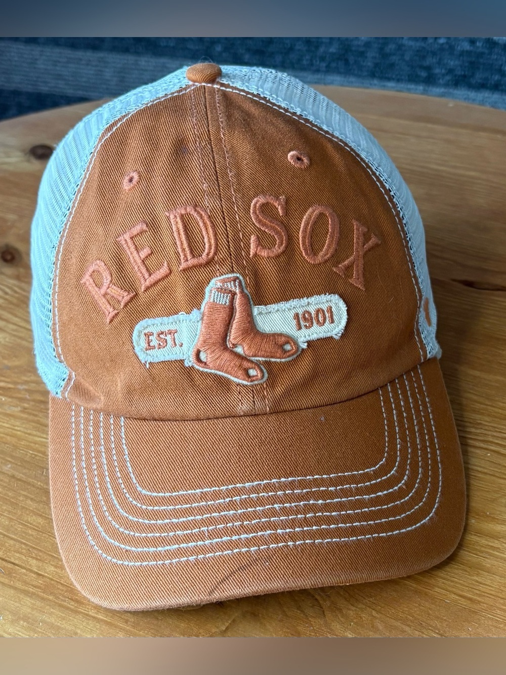 NWT ‘47 Brand Boston Red Sox Orange Trucker MLB Baseball SnapBack Hat OSFA